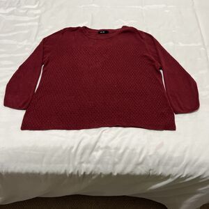 Saint + Sofia Crewneck Pullover Textured Sweater Red Women's L Lightweight